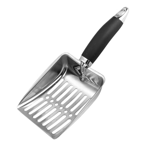 Anulely Edelstahl-Schaufel, schnelles Sieben, tiefe Schaufel mit bequemem Griff, einfaches Reinigungswerkzeug, ergonomischer Griff, Schaufel zum Entfernen von Haustieren von Anulely