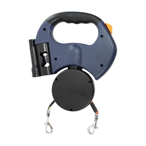 Anulely Einziehbares Seil für zwei Hunde, Seil für große oder mittelgroße Hunde, ergonomischer, praktischer Haken, entwirrt sich automatisch, für kleine, mittelgroße und große Hunde von Anulely