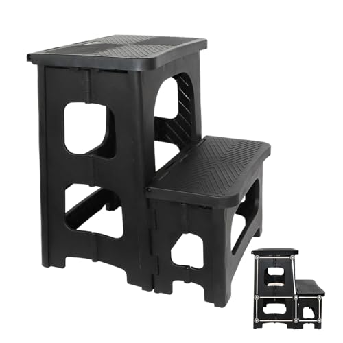Anulely Faltbarer Tritthocker – 113,4 kg Tragkraft, Tritthocker für den Nachttisch, breites Pedal, 2 Stufen, zusammenklappbarer Tritthocker, Küchen-Trittleiter für drinnen und draußen Anulely Faltbarer Tritthocker – 113,4 kg Tragkraft, Tritthocker für den Nachttisch, breites Pedal, 2 Stufen, zusammenklappbarer Tritthocker, Küchen-Trittleiter für drinnen und draußen von Anulely