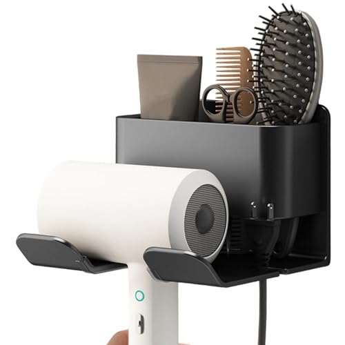 Anulely Haartrockner-Aufhänger, Wandmontage, Föhnständer, multifunktionaler Aufbewahrungskorb für Haarpflege, Styling-Werkzeug, Wandmontage, Schranktür-Organizer für Haartrockner, Toilettenartikel Anulely Haartrockner-Aufhänger, Wandmontage, Föhnständer, multifunktionaler Aufbewahrungskorb für Haarpflege, Styling-Werkzeug, Wandmontage, Schranktür-Organizer für Haartrockner, Toilettenartikel von Anulely