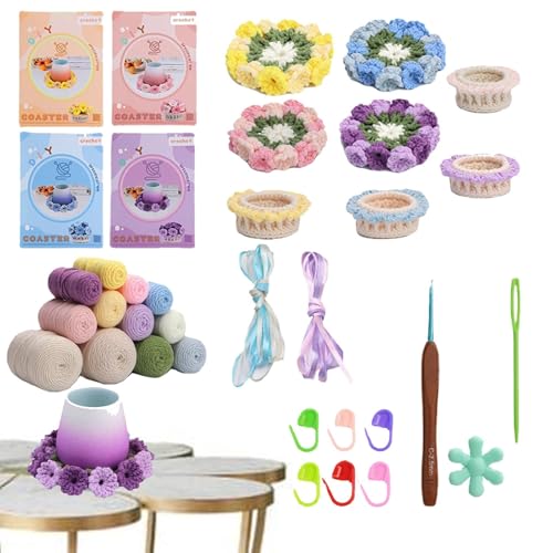 Anulely Häkelset für Anfänger, Häkel-Blumentopf-Untersetzer, Starter-Set, Häkelmaterial-Werkzeuge mit Häkelnadeln, Garn, Marker für Erwachsene, Kinder Anulely Häkelset für Anfänger, Häkel-Blumentopf-Untersetzer, Starter-Set, Häkelmaterial-Werkzeuge mit Häkelnadeln, Garn, Marker für Erwachsene, Kinder von Anulely