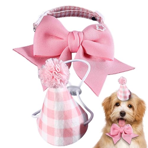 Haustier-Geburtstagshut, Hundehalsband, niedliches Kopfband, Katzenhut, Kopfbedeckung, verstellbare Fliege für kleine, mittelgroße Hunde und Katzen, Kostümzubehör Haustier-Geburtstagshut, Hundehalsband, niedliches Kopfband, Katzenhut, Kopfbedeckung, verstellbare Fliege für kleine, mittelgroße Hunde und Katzen, Kostümzubehör von Anulely