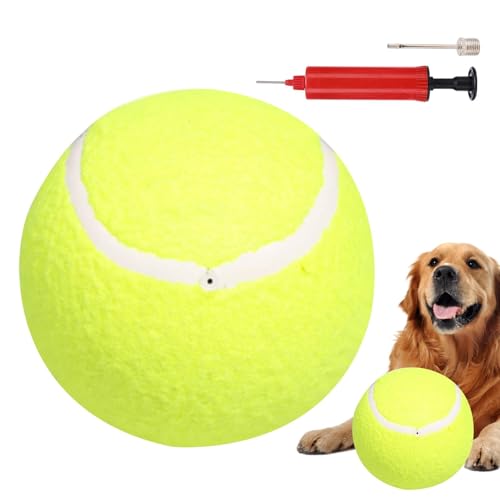 Anulely Hunde-Tennisbälle – aufblasbarer riesiger Hunde-Tennisball – Welpenball Spielzeug, lustiges Haustier-Kauspielzeug, interaktives Spielzeug für Hunde mit Pumpe & Nadel für den Außenbereich von Anulely