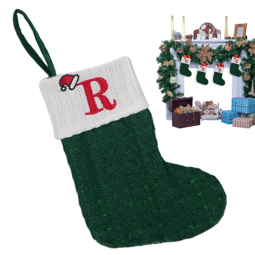 Anulely Kamin-Weihnachtsstrümpfe, bestickt, 26 Initialen, Weihnachtsstrümpfe, festliche Geschenktüte, Grün / Weiß, saisonale Strümpfe für Tür, Treppe Anulely Kamin-Weihnachtsstrümpfe, bestickt, 26 Initialen, Weihnachtsstrümpfe, festliche Geschenktüte, Grün / Weiß, saisonale Strümpfe für Tür, Treppe von Anulely