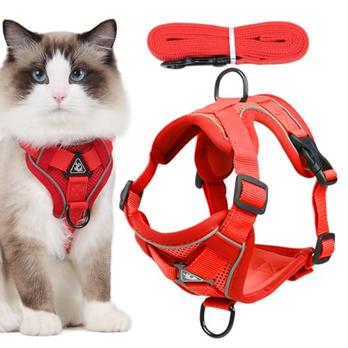 Katzengeschirr und Leine, Joggingleine für Katzen, Katzengeschirr und Leine zum Spazierengehen, Ausbruchsicher Verstellbare Kätzchenweste Geschirre Katzengeschirr und Leine, Joggingleine für Katzen, Katzengeschirr und Leine zum Spazierengehen, Ausbruchsicher Verstellbare Kätzchenweste Geschirre von Anulely