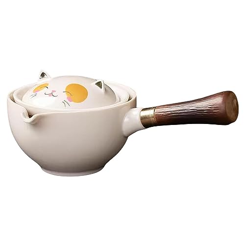 Anulely Keramik-Teekanne – Gongfu Keramik-Katzen-Teekanne mit 360° Drehung, Teeserver, Teekanne mit abnehmbarem Filter für Zuhause, Unternehmen, Restaurants, Hotels, Teehaus von Anulely