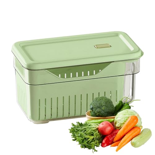 Anulely Kühlschrank-Organizer-Behälter – Gemüsebehälter mit Deckel, BPA-Obst-Aufbewahrungsbehälter mit Griff und Abfluss für Lebensmittel und Eier Anulely Kühlschrank-Organizer-Behälter – Gemüsebehälter mit Deckel, BPA-Obst-Aufbewahrungsbehälter mit Griff und Abfluss für Lebensmittel und Eier von Anulely
