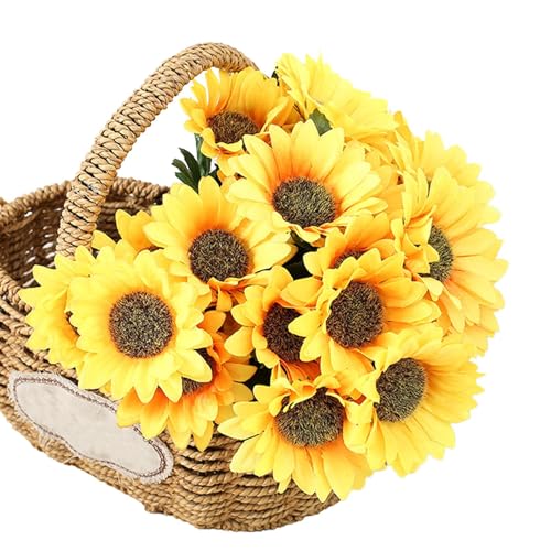 Anulely Künstliche Sonnenblumen, Seidenblumenstrauß, Set mit gelben Blumen für Tischdekoration, Hochzeitsdekoration Anulely Künstliche Sonnenblumen, Seidenblumenstrauß, Set mit gelben Blumen für Tischdekoration, Hochzeitsdekoration von Anulely