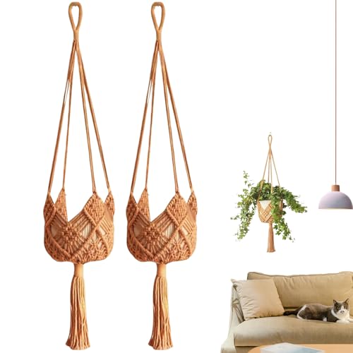 Anulely Makramee-Pflanzenhänger für den Innenbereich, 2 x gewebte Seilaufhänger, Boho-Häkeldecke, Blumentöpfe, Korb, Heimdekoration für Küche, Wohnzimmer Anulely Makramee-Pflanzenhänger für den Innenbereich, 2 x gewebte Seilaufhänger, Boho-Häkeldecke, Blumentöpfe, Korb, Heimdekoration für Küche, Wohnzimmer von Anulely