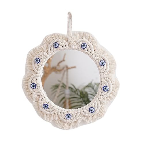 Anulely Makramee - Wandmontierte Makramee Spiegel - Handgemachte gewebte Wanddekoration mit Bohemia Makramee runden Rahmen Wand für Home Room Decoration Anulely Makramee - Wandmontierte Makramee Spiegel - Handgemachte gewebte Wanddekoration mit Bohemia Makramee runden Rahmen Wand für Home Room Decoration von Anulely