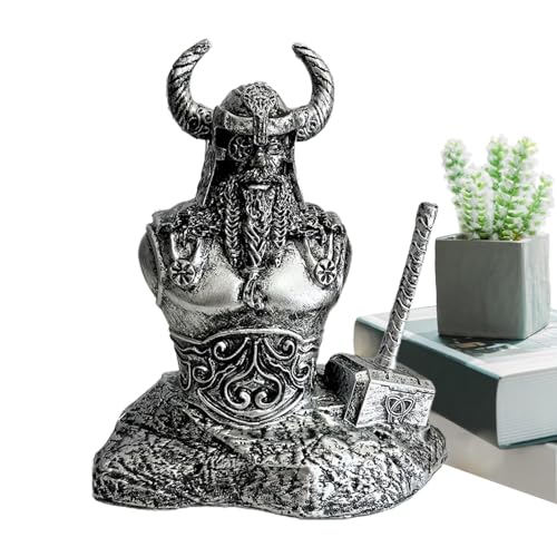 Anulely Nordische Gott-Statuen - nordische Mythologie Harz Figur Gott des Donners Statue Büste Skandinavisches Dekor 14,5 cm Tischornamente für Schreibtisch, Bücherregal, Vitrine Anulely Nordische Gott-Statuen - nordische Mythologie Harz Figur Gott des Donners Statue Büste Skandinavisches Dekor 14,5 cm Tischornamente für Schreibtisch, Bücherregal, Vitrine von Anulely