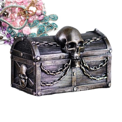 Anulely Piratenkiste, Gothic-Schatz-Piraten-Aufbewahrungsbox – Harz-Schmuckschatulle mit Totenkopf und Ketten, Schmucksammlung, Aufbewahrungsbox für Piraten-Geschenke, Halloween Anulely Piratenkiste, Gothic-Schatz-Piraten-Aufbewahrungsbox – Harz-Schmuckschatulle mit Totenkopf und Ketten, Schmucksammlung, Aufbewahrungsbox für Piraten-Geschenke, Halloween von Anulely