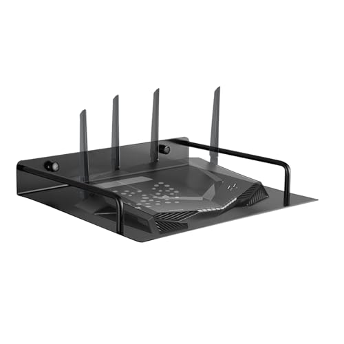 Anulely Router-Regal über dem Fernseher, einlagige Steckbrett-Halterung, schwarzes Aufbewahrungsregal, Aluminium, für Wecker, Steckdose, Telefonprojektor Anulely Router-Regal über dem Fernseher, einlagige Steckbrett-Halterung, schwarzes Aufbewahrungsregal, Aluminium, für Wecker, Steckdose, Telefonprojektor von Anulely