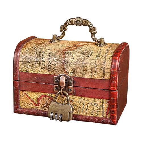 Anulely Schatzkiste aus Holz, kleine Holztruhe mit Schloss und Griff, Schatzkiste für Schmuck, Spielzeug und Heimdekoration, Holztruhe von Anulely