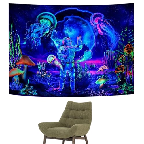 Anulely Schwarzlicht-Wandteppich, UV-reaktiver Astronauten-Wandteppich für Schlafzimmer, Wandteppich, Poster, Wanddekoration für Wohnzimmer, Spielzimmer, Wohnheim Anulely Schwarzlicht-Wandteppich, UV-reaktiver Astronauten-Wandteppich für Schlafzimmer, Wandteppich, Poster, Wanddekoration für Wohnzimmer, Spielzimmer, Wohnheim von Anulely