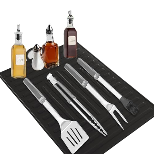 Anulely Silikon Grillwerkzeuge Matte, Grill BBQ Utensilien Halter, Grillspachtel BBQ Matten, Waschbar Grill BBQ Utensils Halter, Schützende Küchentheke Silikonmatte zum Kochen Anulely Silikon Grillwerkzeuge Matte, Grill BBQ Utensilien Halter, Grillspachtel BBQ Matten, Waschbar Grill BBQ Utensils Halter, Schützende Küchentheke Silikonmatte zum Kochen von Anulely