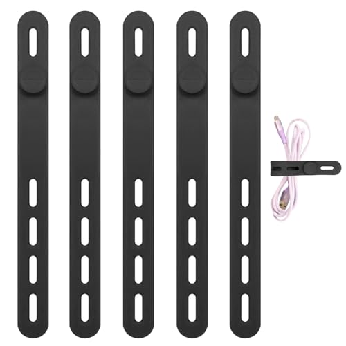 Anulely Silikon-Kordel-Organizer, wiederverwendbarer Reise-Kabel-Organizer aus Silikon mit 4 verstellbaren Löchern – Kabelbinder zum Bündeln und Befestigen von Kabeln, Drähten, Kabelmanagement Anulely Silikon-Kordel-Organizer, wiederverwendbarer Reise-Kabel-Organizer aus Silikon mit 4 verstellbaren Löchern – Kabelbinder zum Bündeln und Befestigen von Kabeln, Drähten, Kabelmanagement von Anulely