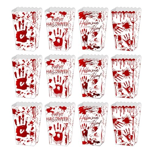 Anulely Snack-Leckerli-Box für Halloween, Set mit 12 Süßigkeiten-Behältern, gruselige Halloween-Popcorn-Leckerli-Boxen für Halloween-Snacks, Kinder und Erwachsene Anulely Snack-Leckerli-Box für Halloween, Set mit 12 Süßigkeiten-Behältern, gruselige Halloween-Popcorn-Leckerli-Boxen für Halloween-Snacks, Kinder und Erwachsene von Anulely