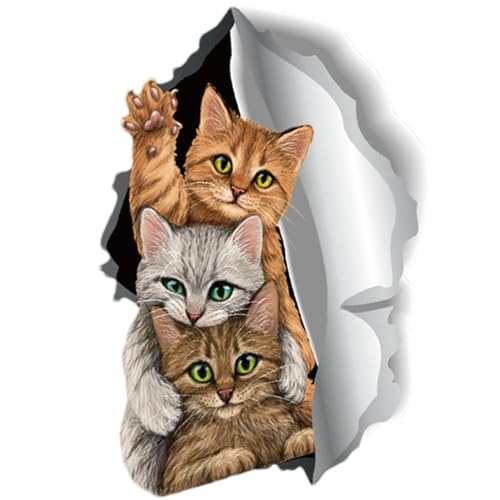 Anulely Tiere Wandaufkleber | Durchbrechen Wand Katze Häschen Aufkleber - Kleber, Cartoon Tier Poster, Wanddekoration für Toilette, Küche, Kühlschrank, Wohnzimmer von Anulely