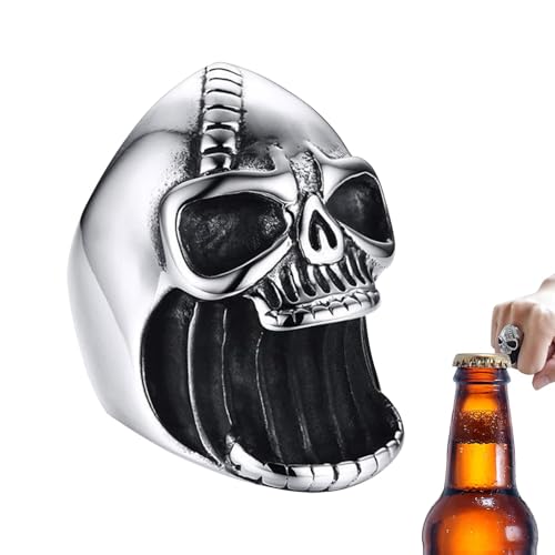 Anulely Totenkopf-Flaschenöffner-Ringe, Totenkopf-Ring, Gothic-Biker-Flaschenöffnerring, Herrenring, Gothic-Punk, cooler Schmuck, Herren-Totenkopf-Ring, Bier-Bar-Werkzeug für Männer Anulely Totenkopf-Flaschenöffner-Ringe, Totenkopf-Ring, Gothic-Biker-Flaschenöffnerring, Herrenring, Gothic-Punk, cooler Schmuck, Herren-Totenkopf-Ring, Bier-Bar-Werkzeug für Männer von Anulely