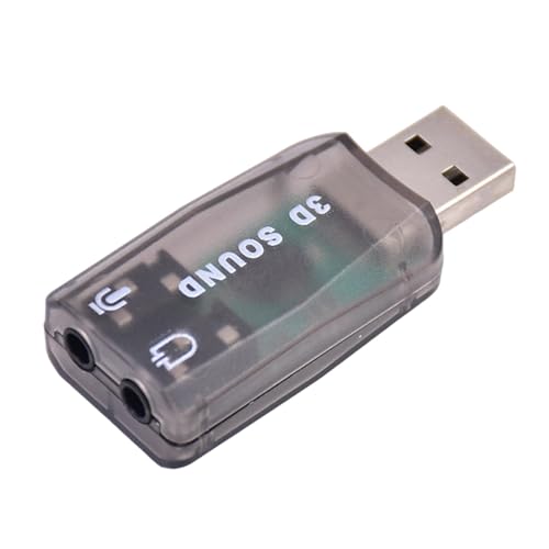 Anulely USB-Audio-Adapter, externer USB-Sound-Adapter - 5.1-Kanal 2-in-1-Stereo-USB-Audio-Adapter - Plug-and- -Audio-Adapter für PC und Laptop zum Fernsehen und Musikhören von Anulely