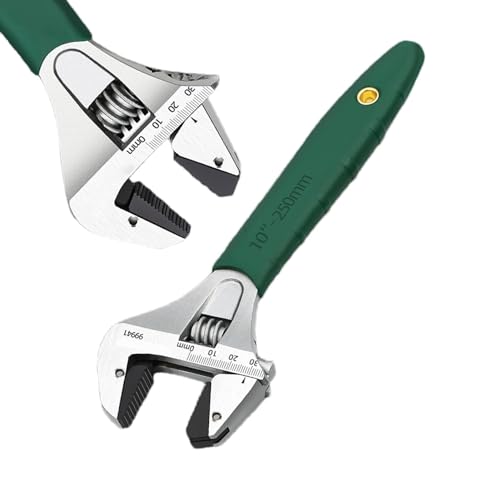 Anulely Verstellbarer Metallschlüssel, multifunktionales verstellbares Klempnerwerkzeug, Skalenmarkierung, große Öffnung, Rohrzange, Hartstahl, ergonomischer Griff für Zuhause von Anulely