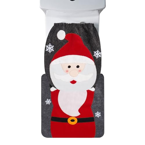 Anulely WC-Sitz und Teppich | Badezimmerteppich-Set, Rentier-Toilette und Teppich – Weihnachtsmann-Toilette und Teppich für Hotel von Anulely
