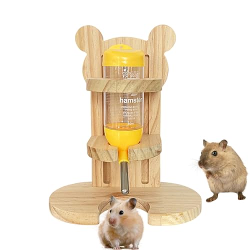 Anulely Wasserflaschenhalter für Hamster, Wasserflaschenhalter für Hamster | Tropffreier Wasserflaschenhalter | Verstellbarer Flaschenhalter aus Holz, Bärenform aus Holz von Anulely