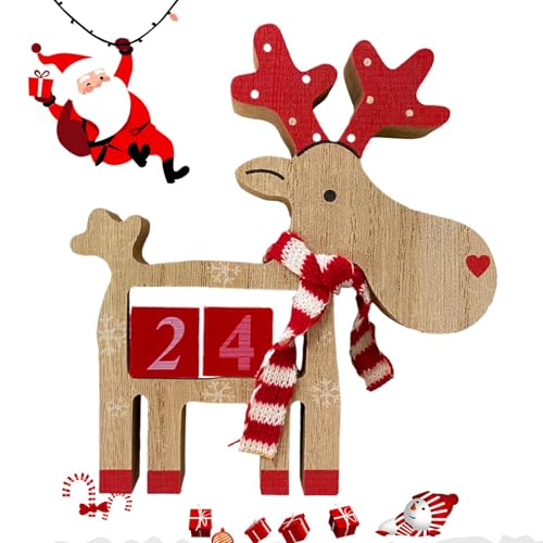 Anulely Weihnachtskalender aus Holz – Holz-Elch, dreidimensionale Elch-Schreibtisch-Ornamente für Urlaubsdekoration Anulely Weihnachtskalender aus Holz – Holz-Elch, dreidimensionale Elch-Schreibtisch-Ornamente für Urlaubsdekoration von Anulely