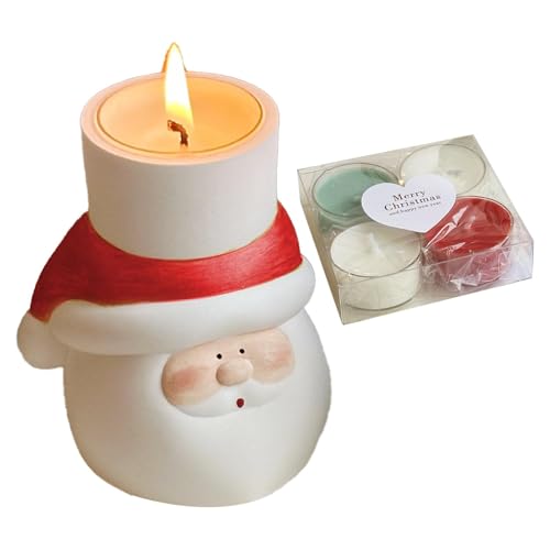 Anulely Weihnachtsmann-Halter, Dekoration, Handwerkskunst, niedliche Weihnachtstischdekoration, 4 x Kerzen im Lieferumfang enthalten, für Strumpffüller von Anulely
