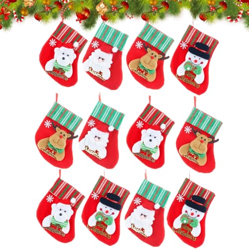 Anulely Weihnachtsstrümpfe, Tier-Weihnachtsstrümpfe, Ornamente, 12 x dekorative Weihnachtsstrümpfe, hängende Dekorationen für Weihnachtsbaum, Treppen, Kamin Anulely Weihnachtsstrümpfe, Tier-Weihnachtsstrümpfe, Ornamente, 12 x dekorative Weihnachtsstrümpfe, hängende Dekorationen für Weihnachtsbaum, Treppen, Kamin von Anulely