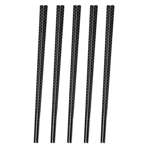 Anulely Wiederverwendbare Essstäbchen für Erwachsene, hitzebeständig, schwarz, rutschfest, chinesische Stäbchen, Essstäbchen – 5 Paar, elegante wiederverwendbare Essstäbchen, Esswerkzeuge für Zuhause von Anulely