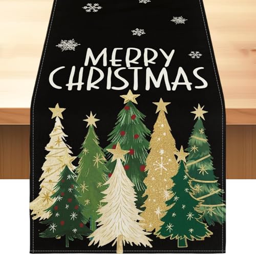 Anulely Winter-Tischläufer – Weihnachtsbaum-Tischdecke | Leinen "Merry Christmas"-Tischdecke, saisonale Winter-Weihnachtsfeiern, Dekoration für Picknick-Abendessen Anulely Winter-Tischläufer – Weihnachtsbaum-Tischdecke | Leinen "Merry Christmas"-Tischdecke, saisonale Winter-Weihnachtsfeiern, Dekoration für Picknick-Abendessen von Anulely