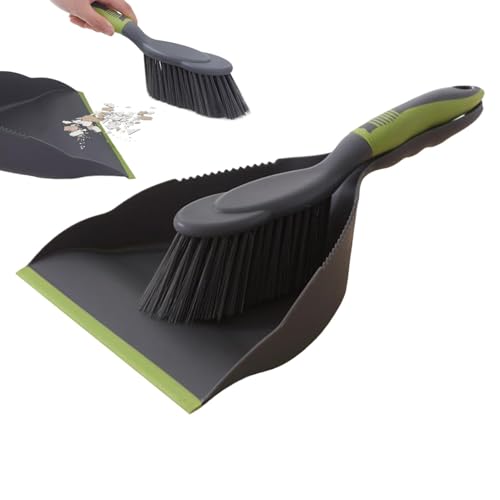 Besen mit Kehrschaufel, Reinigungsset für den Schreibtisch zu Hause, kompaktes Bürsten- und Kehrschaufel-Set, ideal für Zuhause, Badezimmer, Küchentischplatte von Anulely