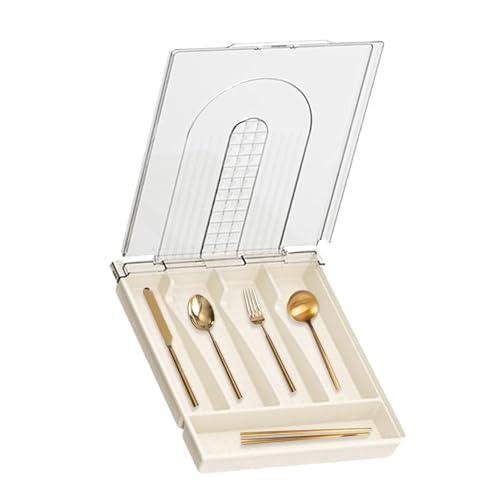 Besteck-Aufbewahrungsbox, Utensilienablage mit Besteckhalter für Arbeitsplatte mit Deckel, Besteck-Organizer für Schublade mit 5 Fächern Besteck-Aufbewahrungsbox, Utensilienablage mit Besteckhalter für Arbeitsplatte mit Deckel, Besteck-Organizer für Schublade mit 5 Fächern von Anulely