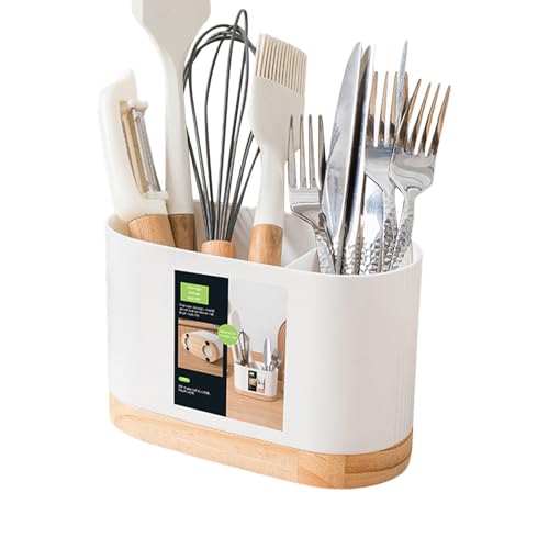 Besteckhalter – Löffel-Aufbewahrungsregal, Küchen-Besteck-Abtropfgestell, Essstäbchenhalter mit 2 Schlitzen für Löffel, Gabel, Bürste von Anulely