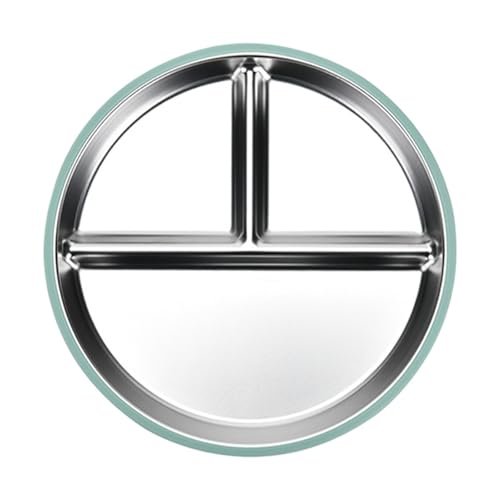 Edelstahl Kleinkind Teller, Drei Fächer Metall Essen Tablett Edelstahl Geschirr Antihaft Metallgeschirr Portionskontrollplatte für Zuhause Schule Edelstahl Kleinkind Teller, Drei Fächer Metall Essen Tablett Edelstahl Geschirr Antihaft Metallgeschirr Portionskontrollplatte für Zuhause Schule von Anulely