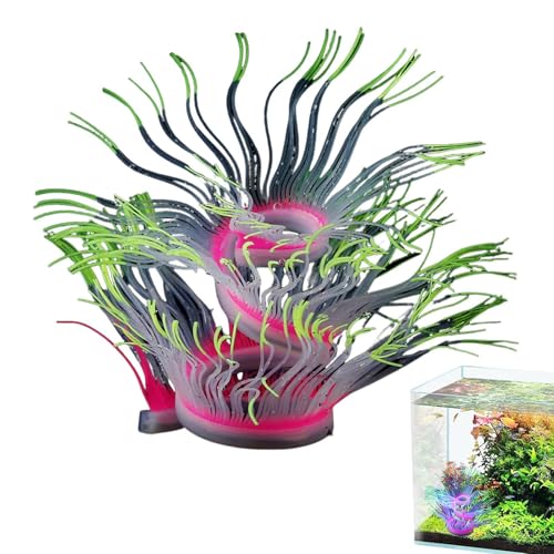 Fish Tank Sea Anemone Ornaments, Silicone Sea Anemone Ornaments for Fish Tank, Under Light Glowing Aquarium Landscaping Decorations for Süßwasser Salzwasser von Anulely