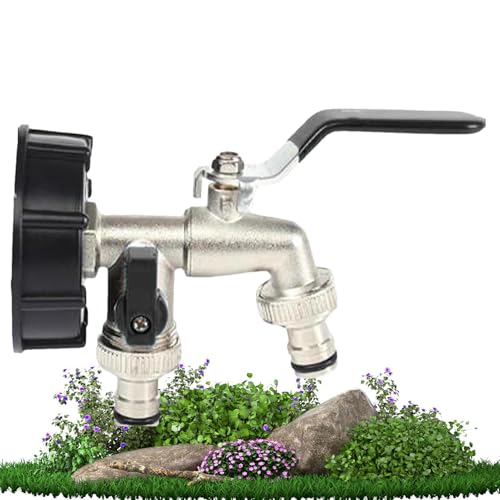 Gartenwandarmatur – Gartenschlauch-Wasserhahn für den Außenbereich mit Doppelausgängen | Ersatz-Bewässerungsrohrhähne, Sanitärarmatur für Rasen, Waschküche, Garage, Badezimmer, Balkon von Anulely