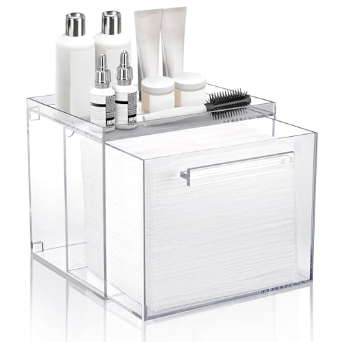 Gesichtshandtuch-Organizer | Acryl-Handtuch-Aufbewahrungsbox mit Schublade | Wandmontierter Gesichtshandtuch-Behälter, Kosmetik-Organizer-Box für Gesichtshandtücher von Anulely