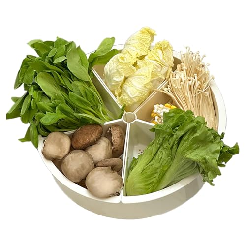 Geteiltes Serviertablett, 5 Fächer, Gemüseplatte, Drainage-Serviertablett, drehbares Snack-Tablett, Servierschale für Picknicks, Partys, Reisen Geteiltes Serviertablett, 5 Fächer, Gemüseplatte, Drainage-Serviertablett, drehbares Snack-Tablett, Servierschale für Picknicks, Partys, Reisen von Anulely