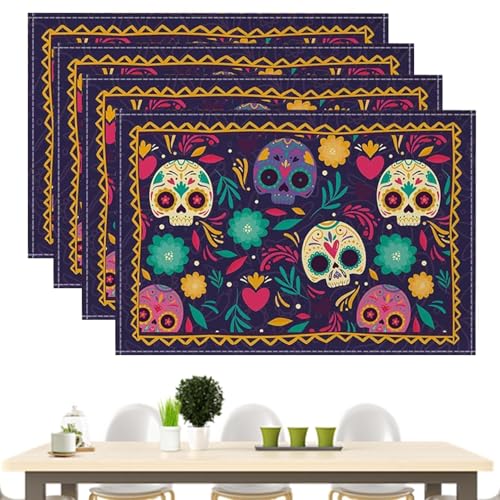 Halloween-Platzdeckchen – Esstisch-Dekoration, saisonale Tischsets, Küchentischmatten – waschbare Küchen-Halloween-Dekoration, Herbst-Tischmatten für Küche, Esszimmer Halloween-Platzdeckchen – Esstisch-Dekoration, saisonale Tischsets, Küchentischmatten – waschbare Küchen-Halloween-Dekoration, Herbst-Tischmatten für Küche, Esszimmer von Anulely