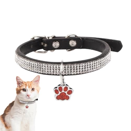 Katzenhalsband, Katzenhalsband mit Strass | niedliche Katzenhalsbänder | verstellbare Halsbänder für Haustiere mit Pfotenabdrucketikett, Zubehör für Tiere Katzenhalsband, Katzenhalsband mit Strass | niedliche Katzenhalsbänder | verstellbare Halsbänder für Haustiere mit Pfotenabdrucketikett, Zubehör für Tiere von Anulely