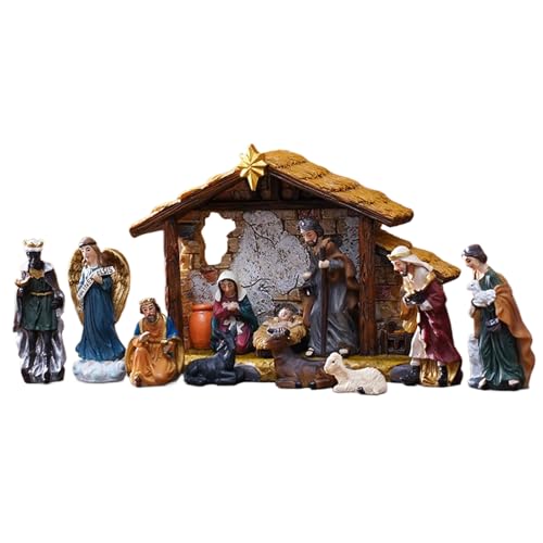 Krippenfiguren - Weihnachtskrippe Dekoration - Harz Weihnachtskrippe Krippenfiguren-Set für Bücherregal, Zuhause, Esstisch, Kaminsims, Fensterbank, Arbeitsplatz Krippenfiguren - Weihnachtskrippe Dekoration - Harz Weihnachtskrippe Krippenfiguren-Set für Bücherregal, Zuhause, Esstisch, Kaminsims, Fensterbank, Arbeitsplatz von Anulely