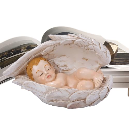 Krippenstatue, religiöse Skulptur, Kunstharz, schlafendes Baby in Engelsflügeln, für Nachttisch, Nachttisch, Fensterbank, Bücherregal, Bücherregal Krippenstatue, religiöse Skulptur, Kunstharz, schlafendes Baby in Engelsflügeln, für Nachttisch, Nachttisch, Fensterbank, Bücherregal, Bücherregal von Anulely