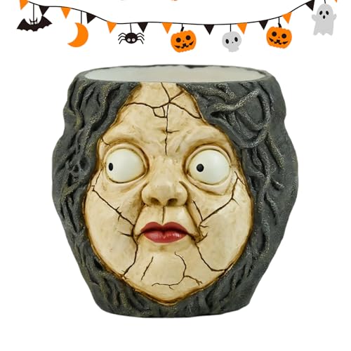 Pflanzgefäß für Outdoor-Pflanzen – Kunstharz-Blumentopf mit abstraktem Gesicht – Gartendekorationen für Kinder, Outdoor, Familie, Tischplatte, Terrasse, Bücherregale, Büros, Halloween Pflanzgefäß für Outdoor-Pflanzen – Kunstharz-Blumentopf mit abstraktem Gesicht – Gartendekorationen für Kinder, Outdoor, Familie, Tischplatte, Terrasse, Bücherregale, Büros, Halloween von Anulely