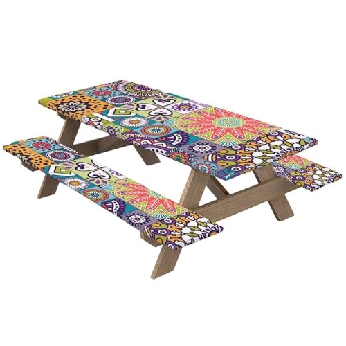 Picknick-Tischbank, wasserdicht, Picknick-Tischdecke-Set, Campingtisch mit Bank für Grill von Anulely
