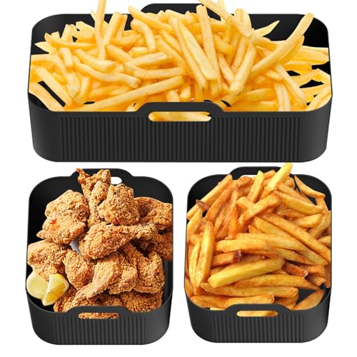 Rechteckige Silikoneinlagen für Luftfritteuse – Ofenzubehör-Tablett, Mehrzweck-Antihaft-Back-Silikoneinlagen, Topfschale zum Kochen, Backen Rechteckige Silikoneinlagen für Luftfritteuse – Ofenzubehör-Tablett, Mehrzweck-Antihaft-Back-Silikoneinlagen, Topfschale zum Kochen, Backen von Anulely
