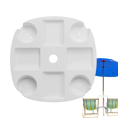 Regenschirmtisch | Strandtisch mit Getränkehaltern, Snack-Fächern, Sonnenbrillenlöchern, Telefonschlitzen – Schirmablage für , Terrasse, Garten, Schwimmbad, Picknick, Hinterhof von Anulely