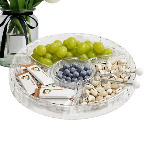 Snack-Serviertablett | Tragbare runde Servierschalen – Vorspeisenplatte, große Servierschalen, Mehrzweck- für Chips und Dip, Obst von Anulely
